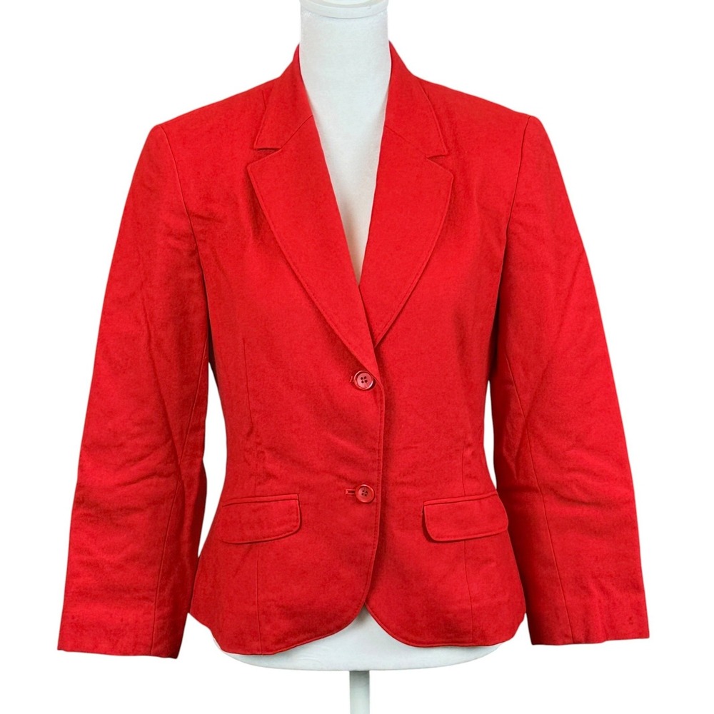 Pendleton Blazer Women 8 Red Pure Virgin Wool USA Made Vintage Two Button Jacket